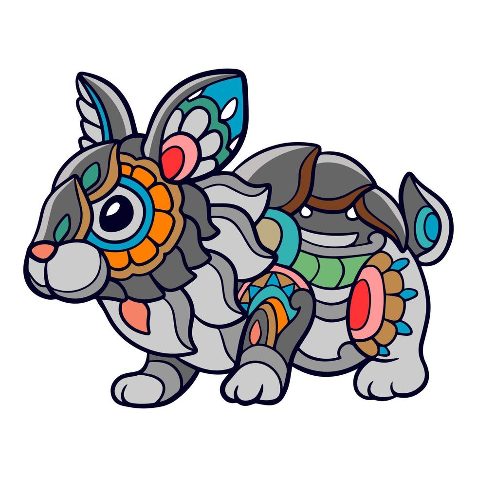kleurrijk konijn mandala kunsten geïsoleerd Aan wit achtergrond vector