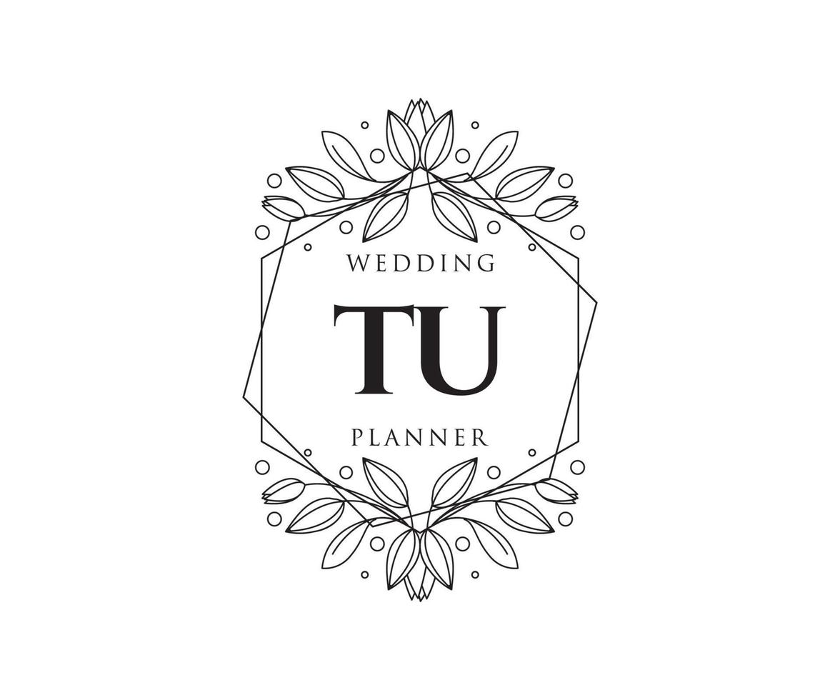 tu initialen brief bruiloft monogram logos verzameling, hand- getrokken modern minimalistisch en bloemen Sjablonen voor uitnodiging kaarten, opslaan de datum, elegant identiteit voor restaurant, boetiek, cafe in vector