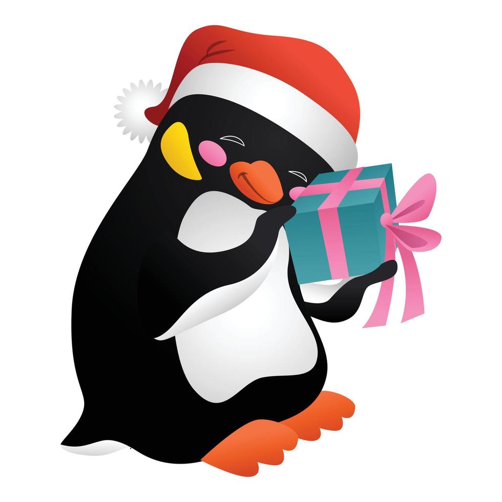 pinguïn met verrassing icoon, tekenfilm stijl vector