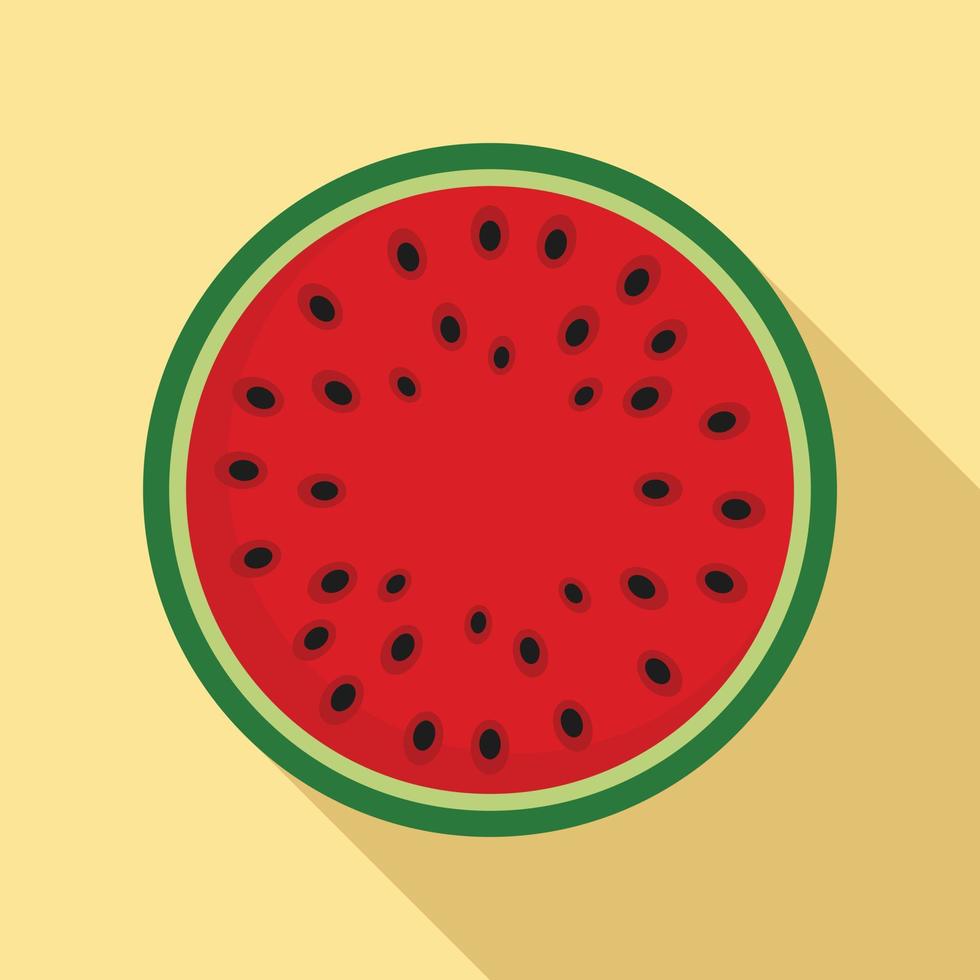 top visie watermeloen icoon, vlak stijl vector