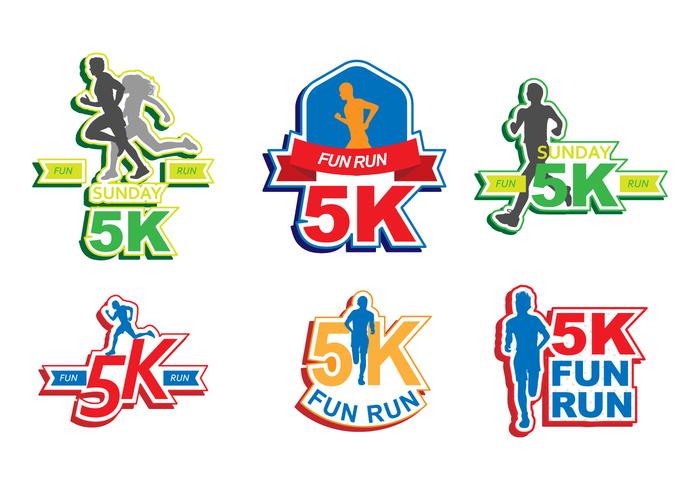 Bright 5K Run Sticker Vectoren