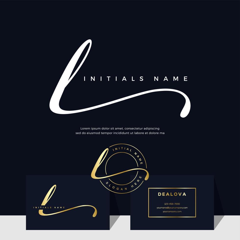 gemakkelijk elegant eerste handschrift brief l Aan goud kleur vector