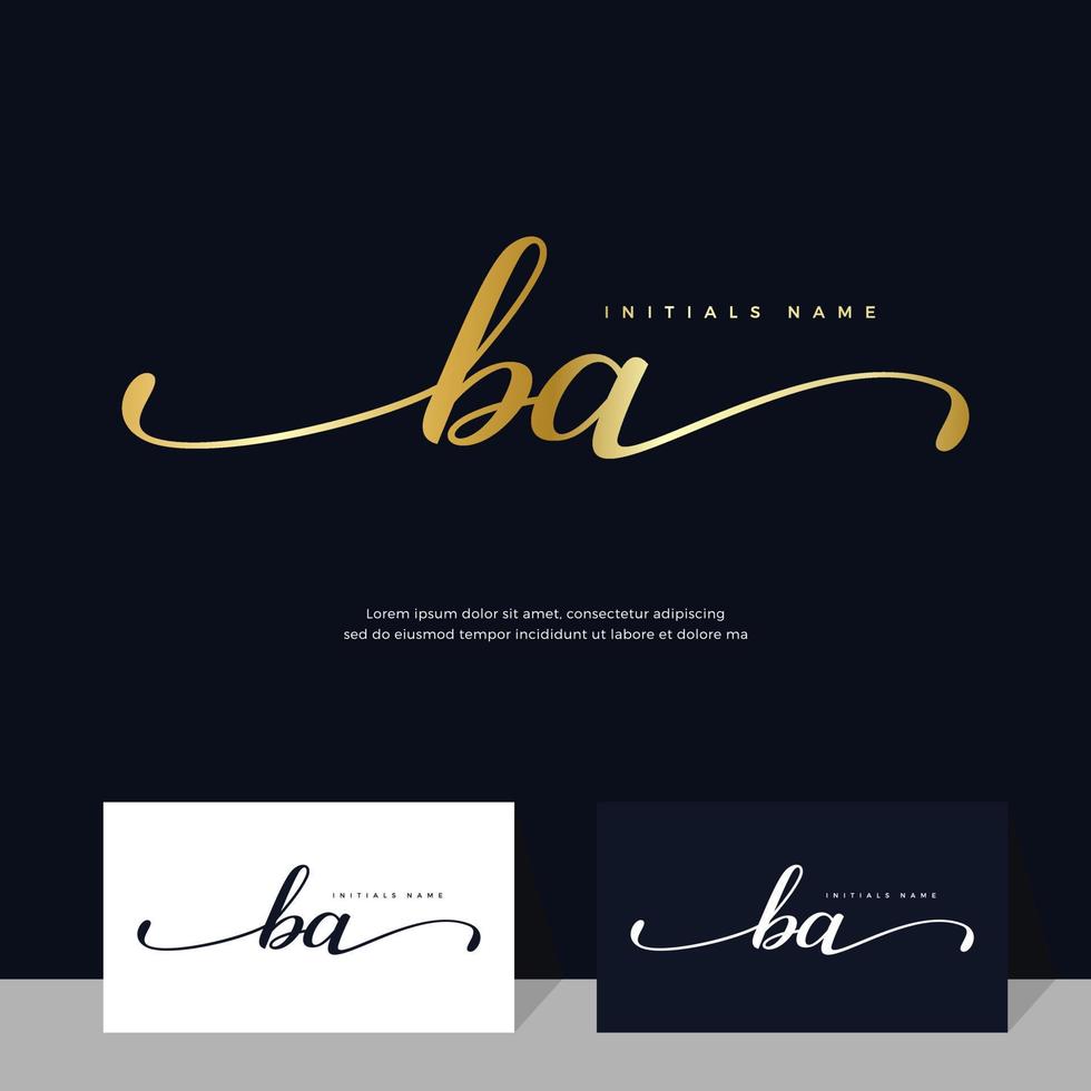 handschrift eerste van brief ba b een vrouwelijk en schoonheid logo ontwerp Aan goud kleur. vector