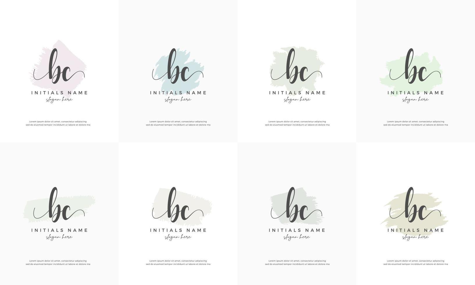 vrouwelijk reeks brief bc b c eerste handschrift logo ontwerp vector