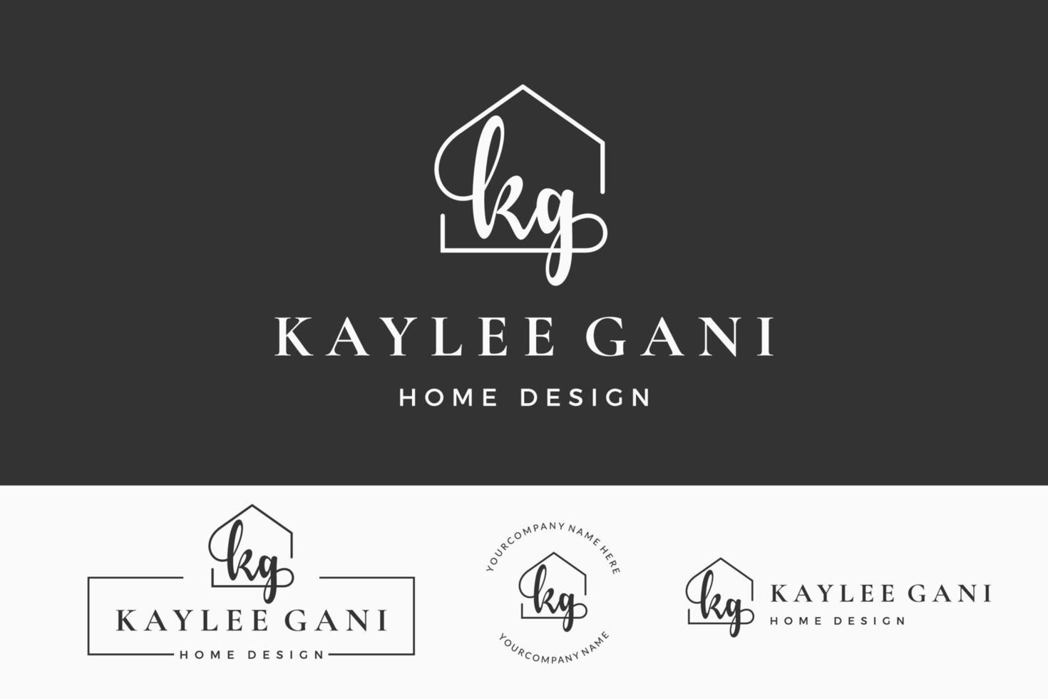 eerste brief kg k logo echt landgoed. huis, huis, makelaar, eigendom, gebouw vector ontwerp verzameling