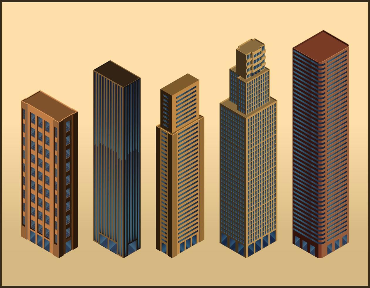 isometrische gebouwen - vector