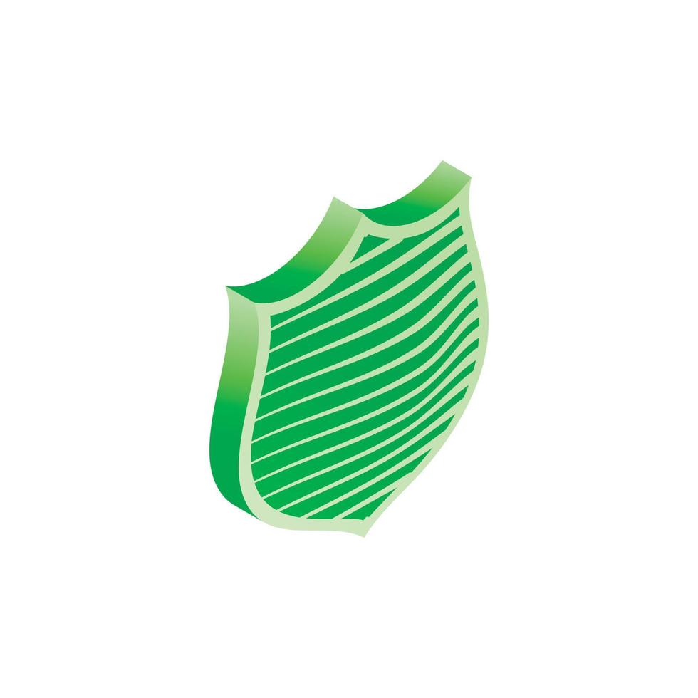 groen schild met strepen icoon, isometrische 3d stijl vector