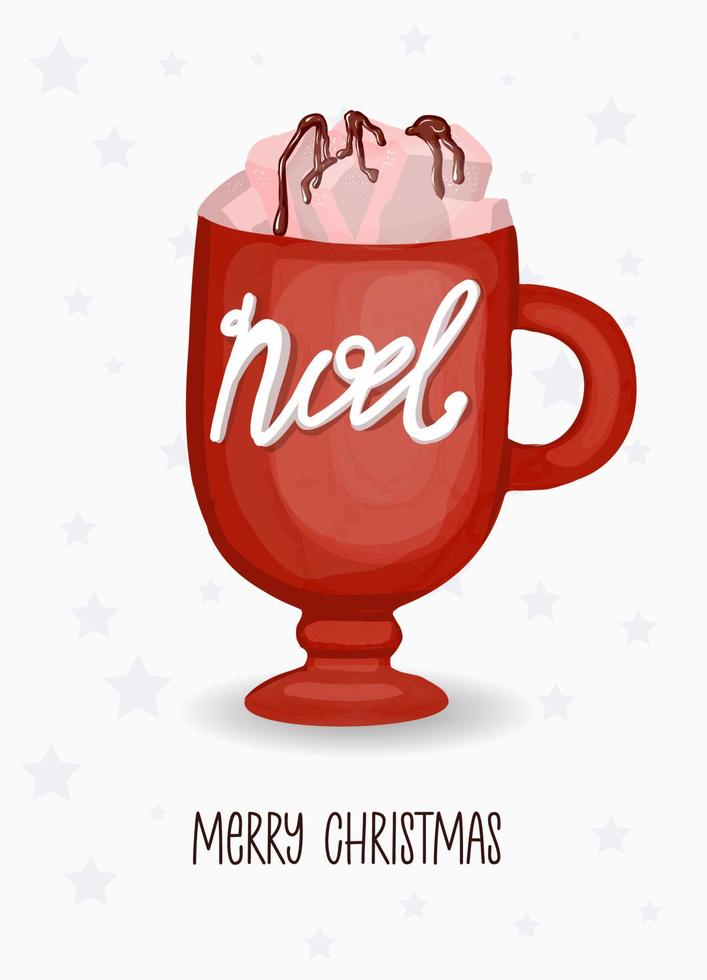 kop met winter heet drankje. cacao kerst.vector illustratie. vector