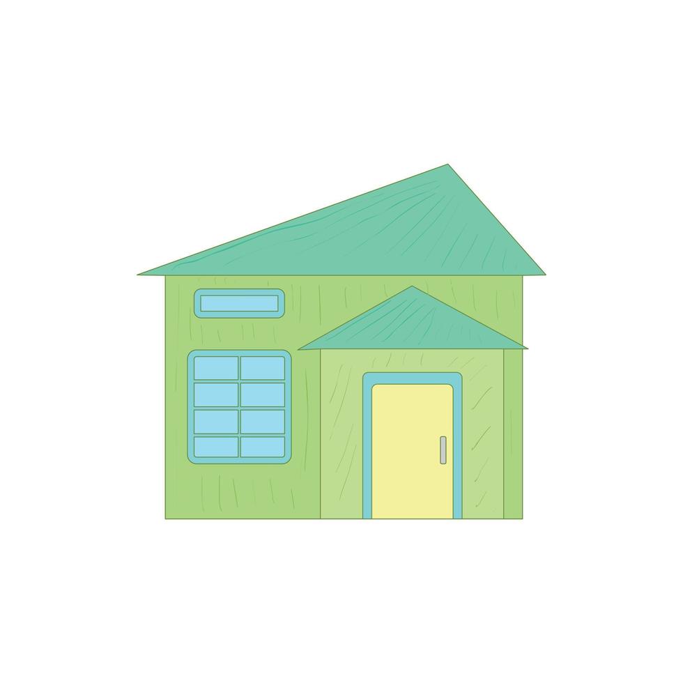 groen klein huisje icoon, tekenfilm stijl vector