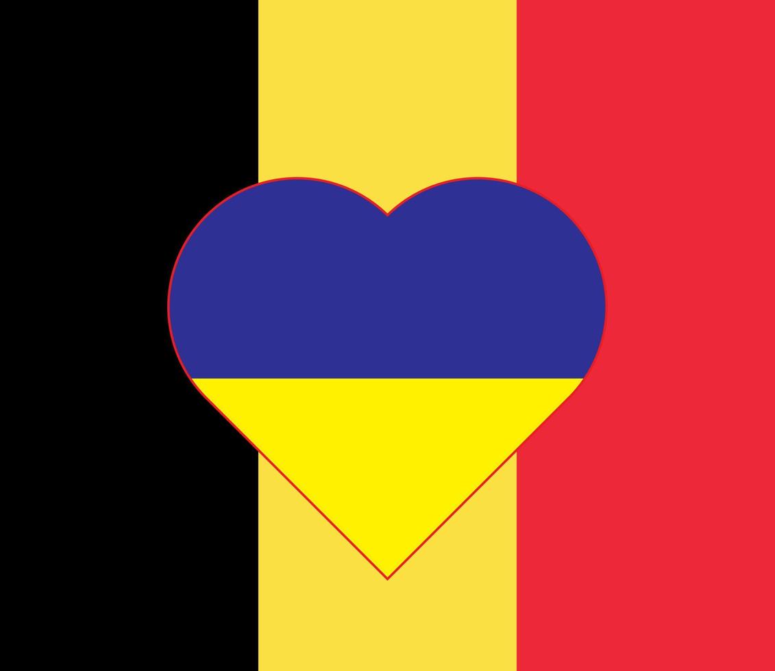 een hart geschilderd in de kleuren van de vlag van Oekraïne Aan de vlag van belgië. vector illustratie van een blauw en geel hart Aan de nationaal symbool.
