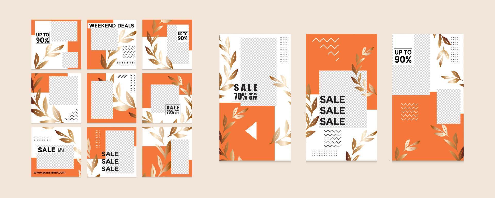 bewerkbare sociaal media Sjablonen, instagram verhaal collecties en post- kader Sjablonen, lay-out ontwerpen, mock-up voor afzet promoties, dekt, spandoeken, achtergronden, plein puzzels, vector elementen