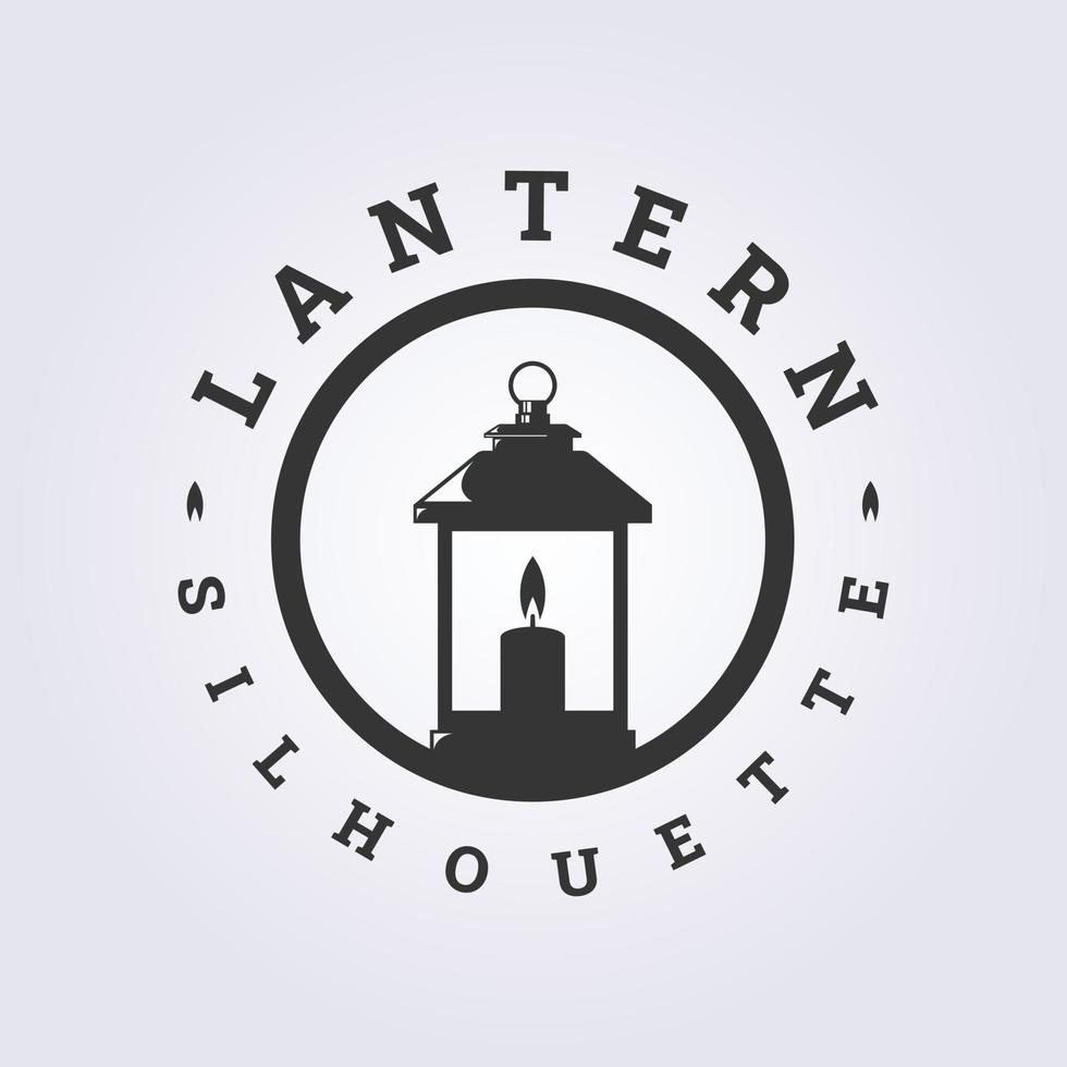 kaars licht lantaarn in silhouet logo vector wijnoogst retro stijl illustratie ontwerp