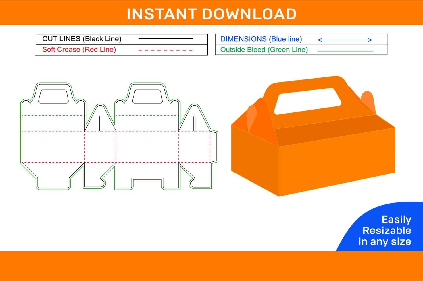 taart doos sjabloon of taart doos dieline sjabloon en verpakking ontwerp doos dieline en 3d doos vector