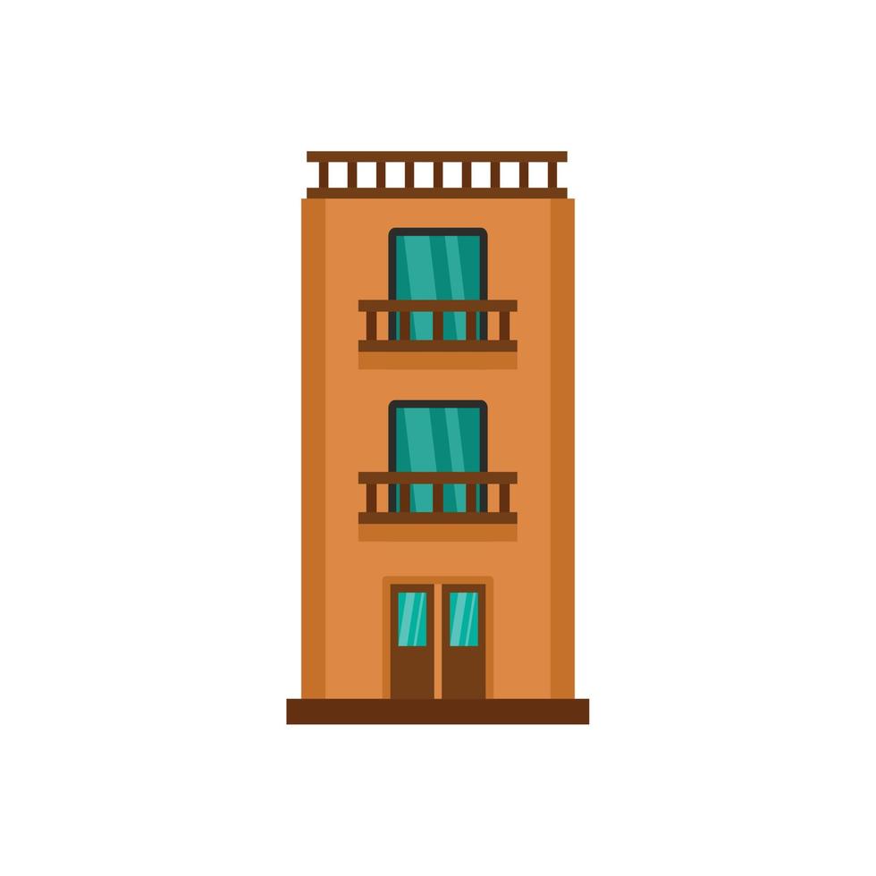 twee verdieping huis icoon, vlak stijl vector