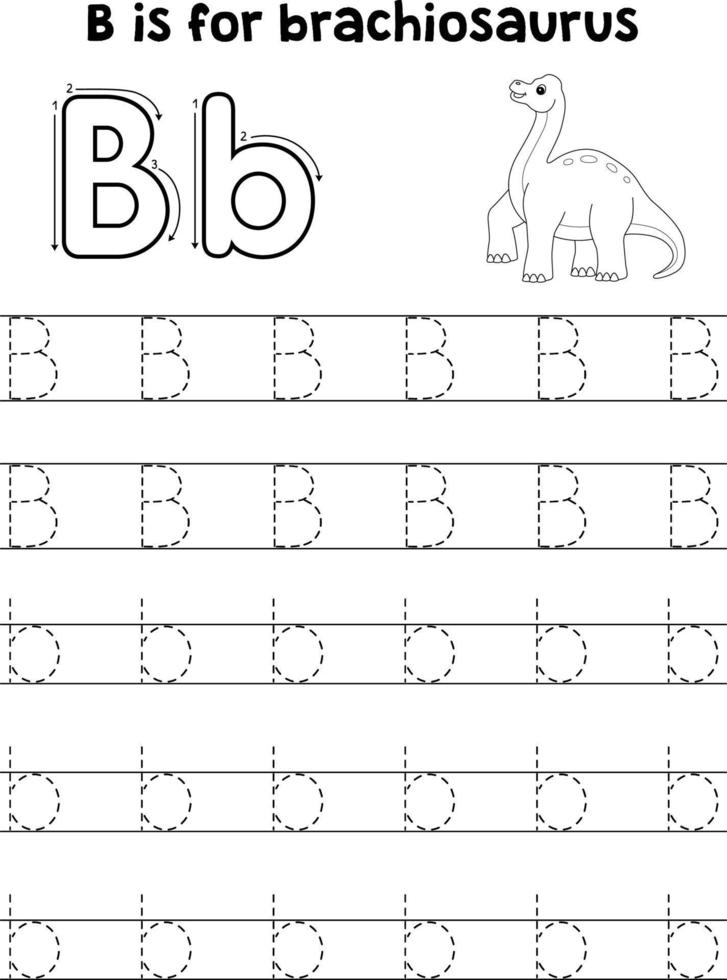 brachiosaurus dino traceren brief abc kleur b vector