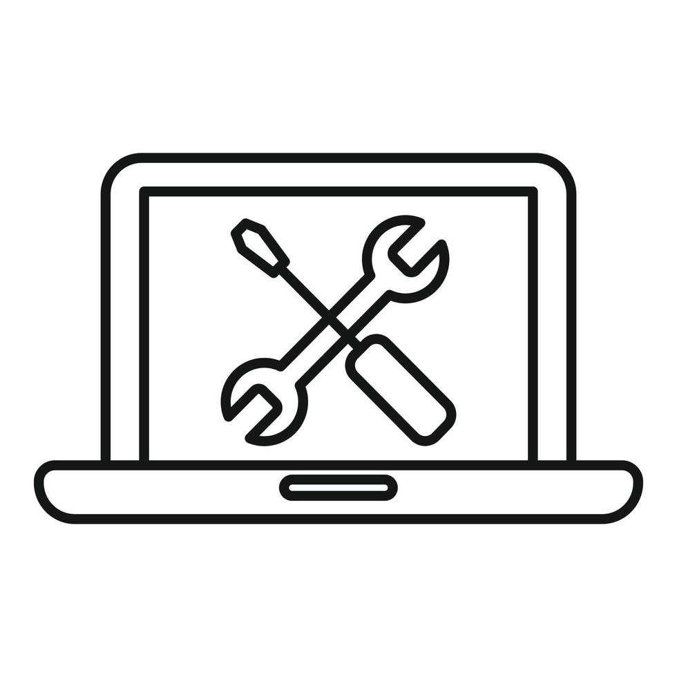laptop reparatie icoon, schets stijl vector