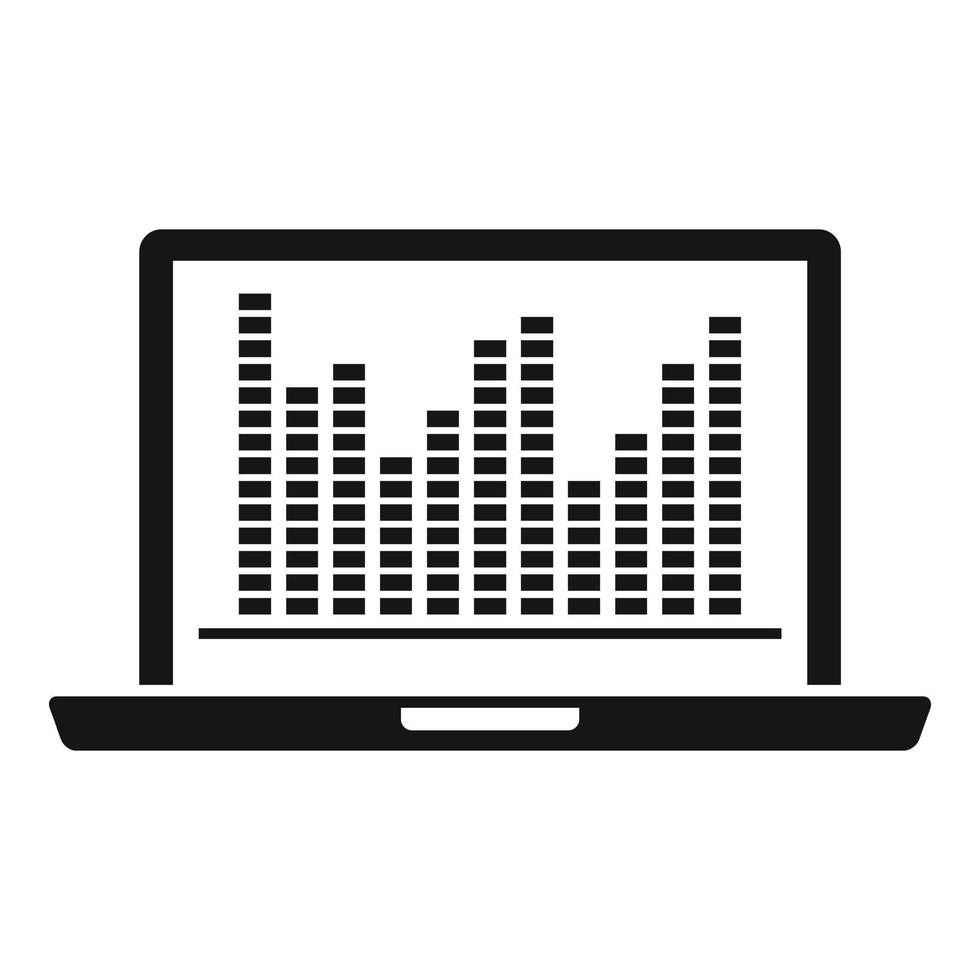 laptop muziek- equalizer icoon, gemakkelijk stijl vector