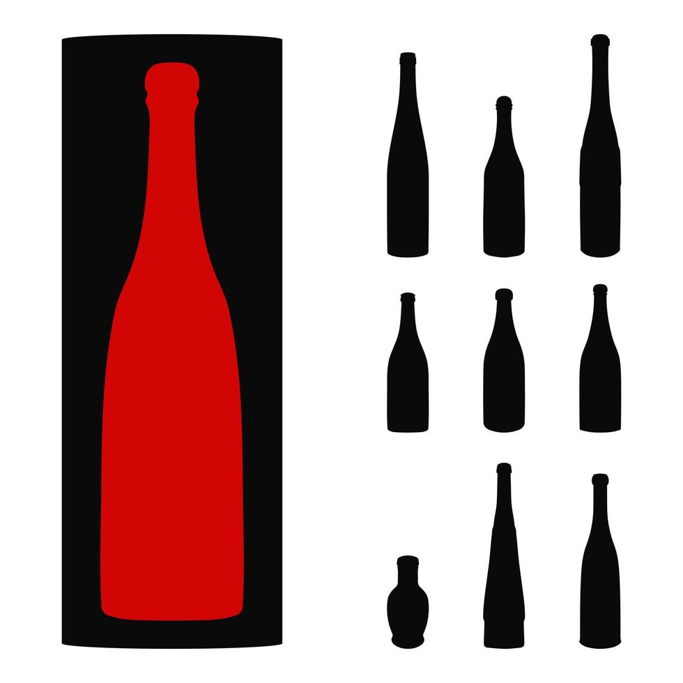 vorm van silhouet van fles voor alcohol, bier, kwas, wateren. schets van een houder voor opslaan vloeistof vector