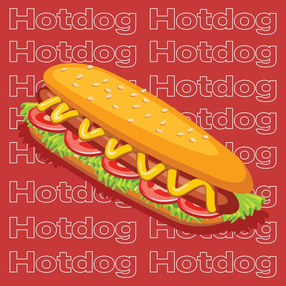vector illustratie achtergrond snel voedsel heet hond icoon symbool