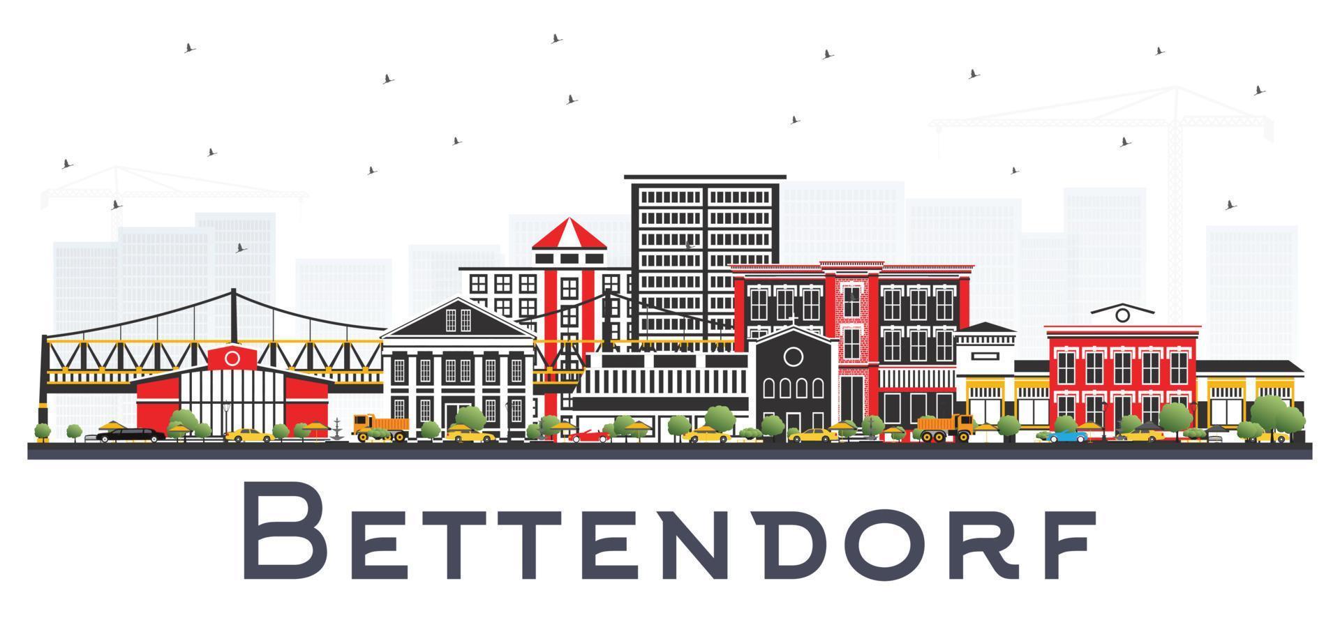 bettendorf Iowa horizon met kleur gebouwen geïsoleerd Aan wit achtergrond. vector