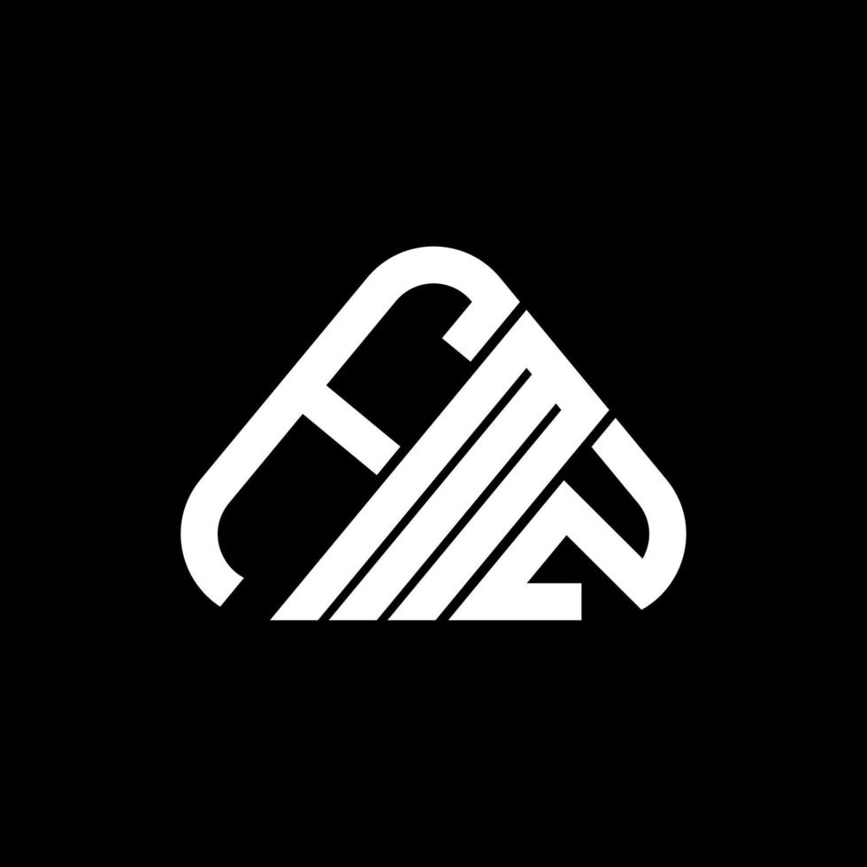 fmz brief logo creatief ontwerp met vector grafisch, fmz gemakkelijk en modern logo in ronde driehoek vorm geven aan.
