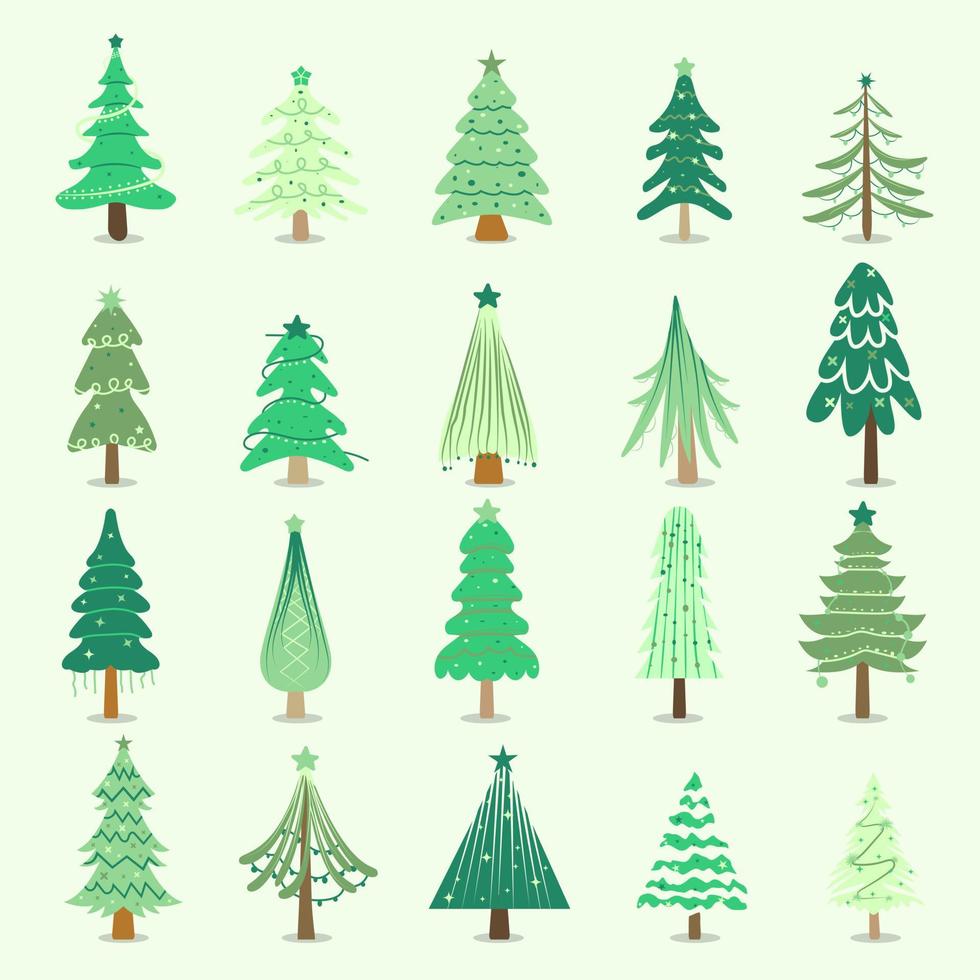 verzameling van schattig vlak tekenfilm Kerstmis bomen vector
