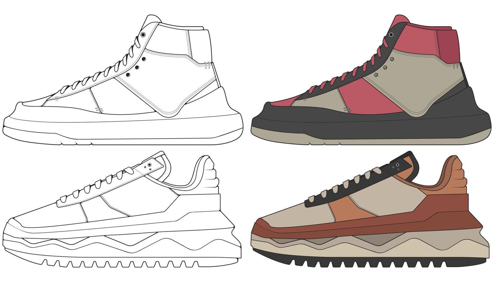 reeks uit sneaker schoen . concept. vlak ontwerp. vector illustratie. sportschoenen in vlak stijl.