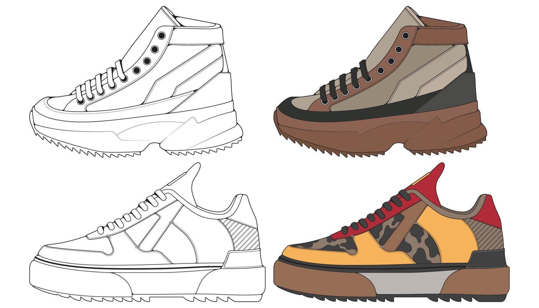 reeks uit sneaker schoen . concept. vlak ontwerp. vector illustratie. sportschoenen in vlak stijl.