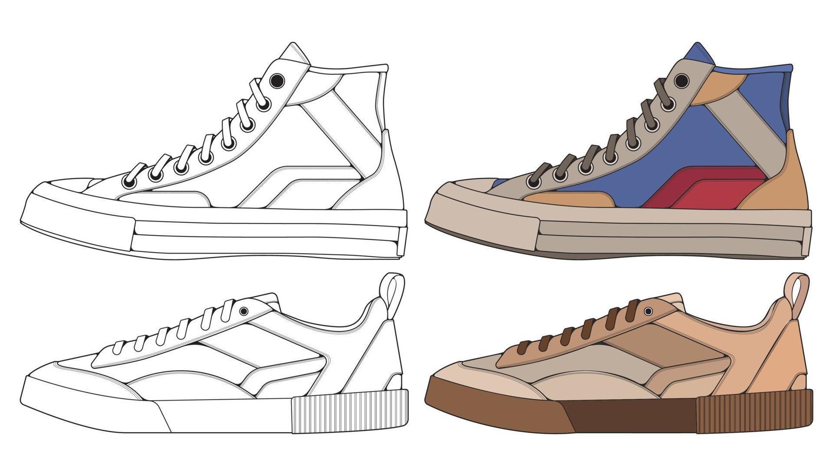 reeks uit sneaker schoen . concept. vlak ontwerp. vector illustratie. sportschoenen in vlak stijl.
