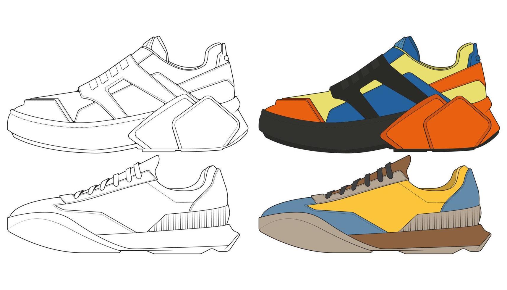 reeks uit sneaker schoen . concept. vlak ontwerp. vector illustratie. sportschoenen in vlak stijl.