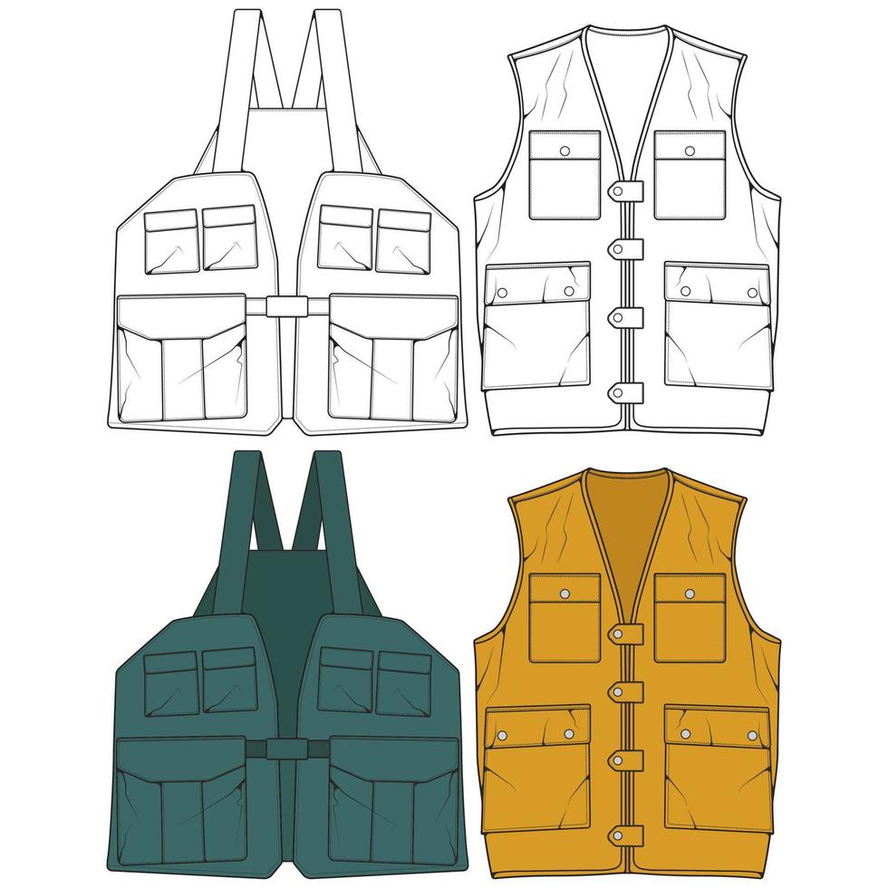 set van borst vest zak kleuren vector, borst vest zak in een schets stijl, vector illustratie.