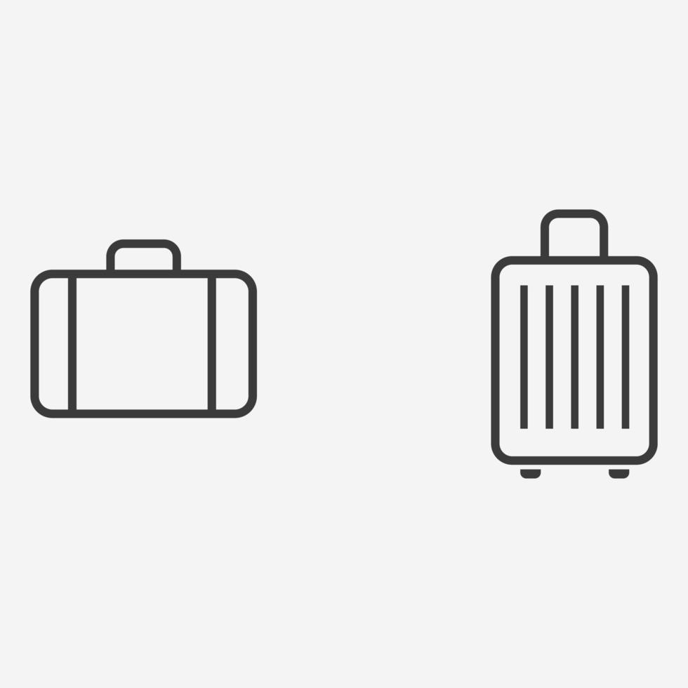 bagage, koffer, bagage, tas, aktentas, luchthaven icoon vector reeks symbool teken