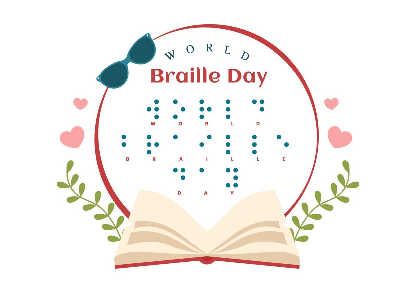 wereld braille dag Aan 4e van januari met tekst door alfabet voor middelen van communicatie in vlak tekenfilm hand- getrokken Sjablonen illustratie vector