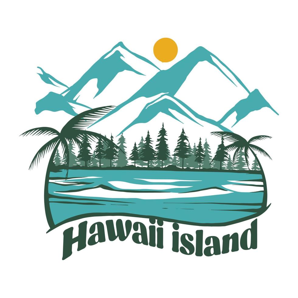 Hawaii eiland wijnoogst hand- tekening voor t-shirt en stickers vector
