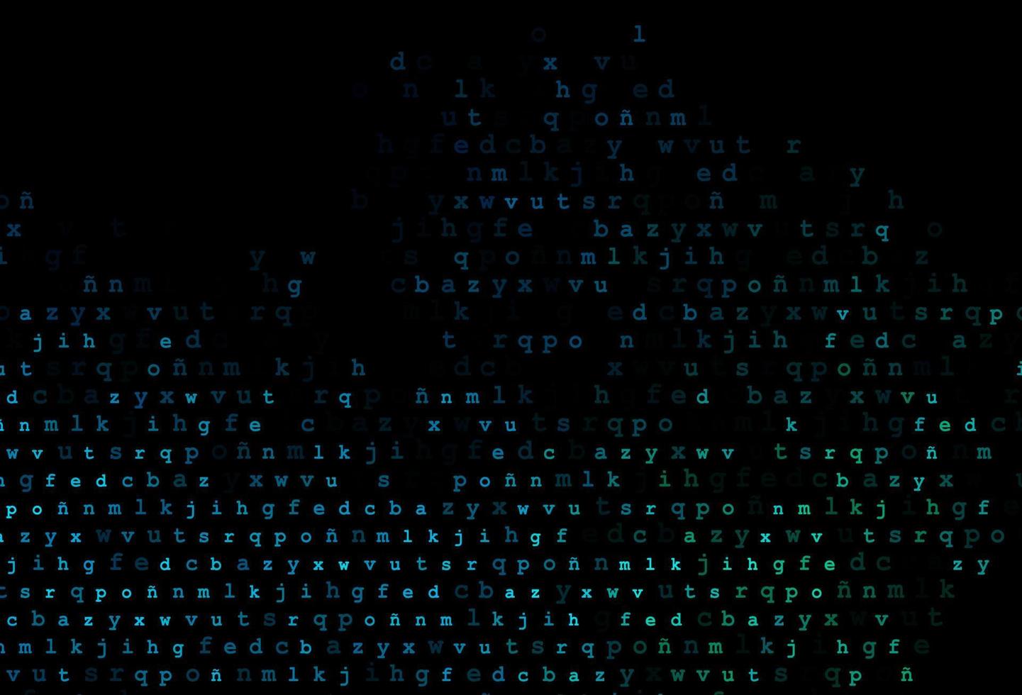 donkerblauwe, groene vectorlay-out met Latijns alfabet. vector