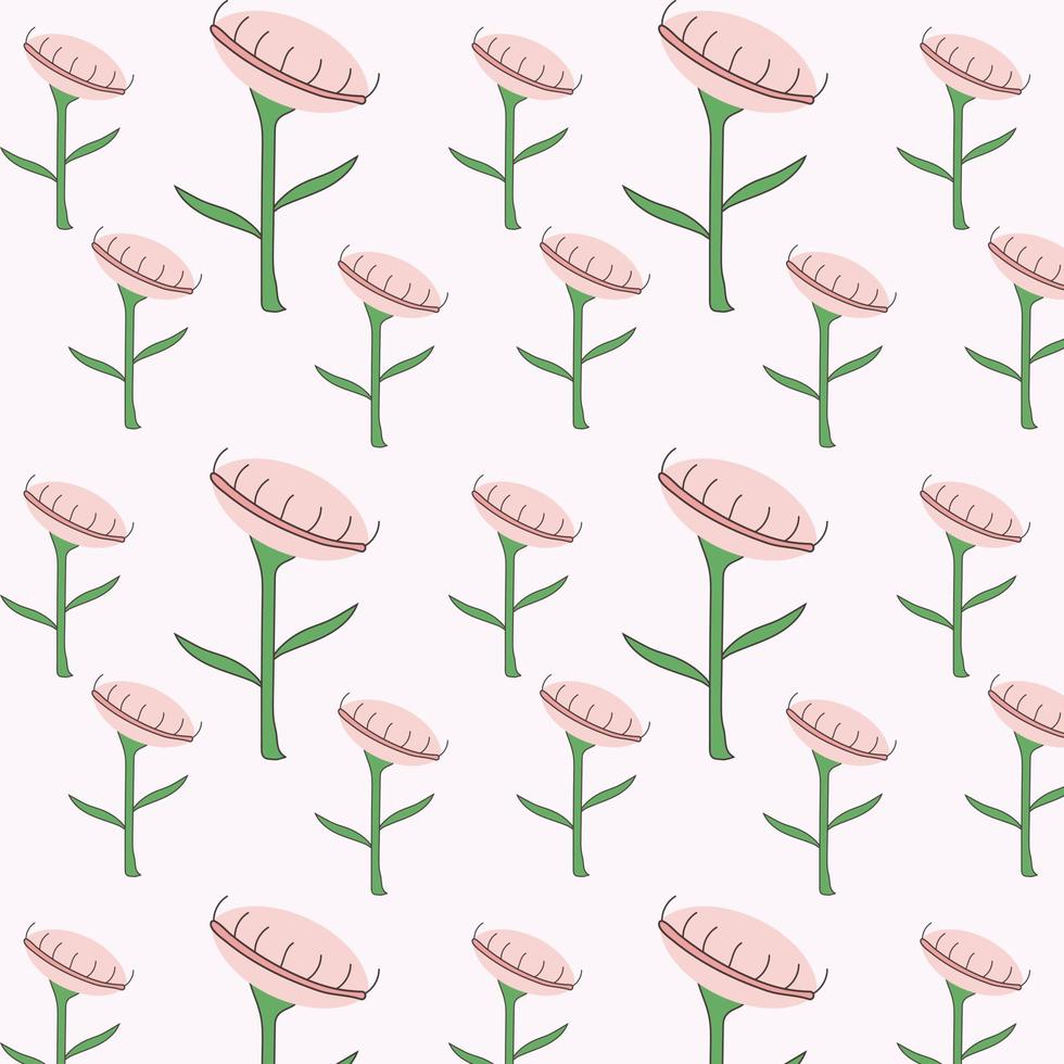 vector kinderen bloemen achtergrond patroon. Scandinavisch roze bloem. hand- getrokken grafisch ontwerp voor papier, textiel, kleding stof, afdrukken. gemakkelijk structuur voor nordic behang, vult, web bladzijde achtergrond