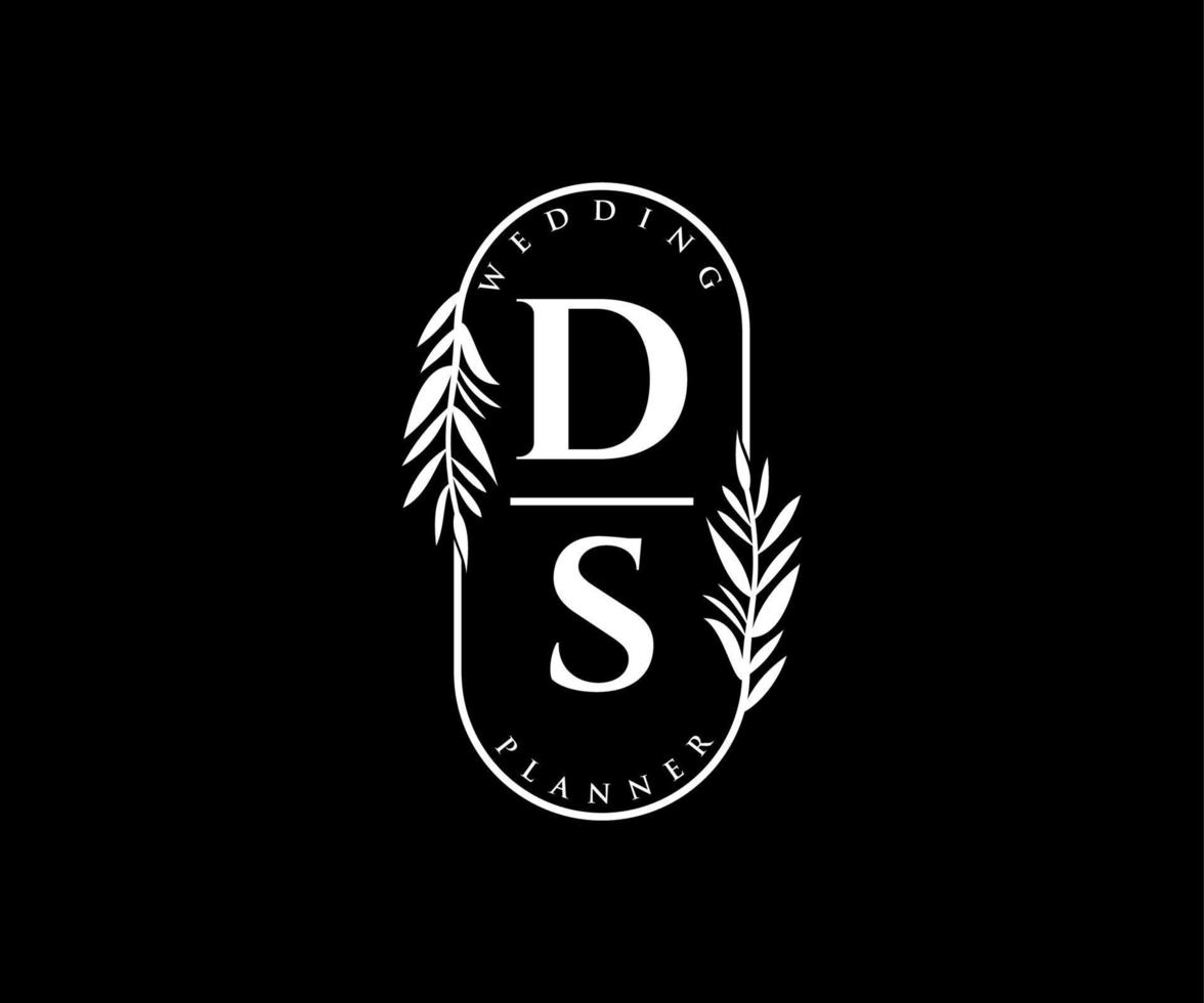 ds initialen brief bruiloft monogram logos verzameling, hand- getrokken modern minimalistisch en bloemen Sjablonen voor uitnodiging kaarten, opslaan de datum, elegant identiteit voor restaurant, boetiek, cafe in vector