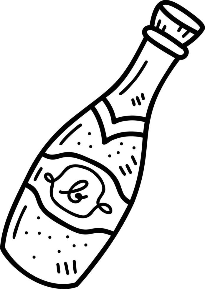 hand- getrokken viering wijn fles illustratie vector