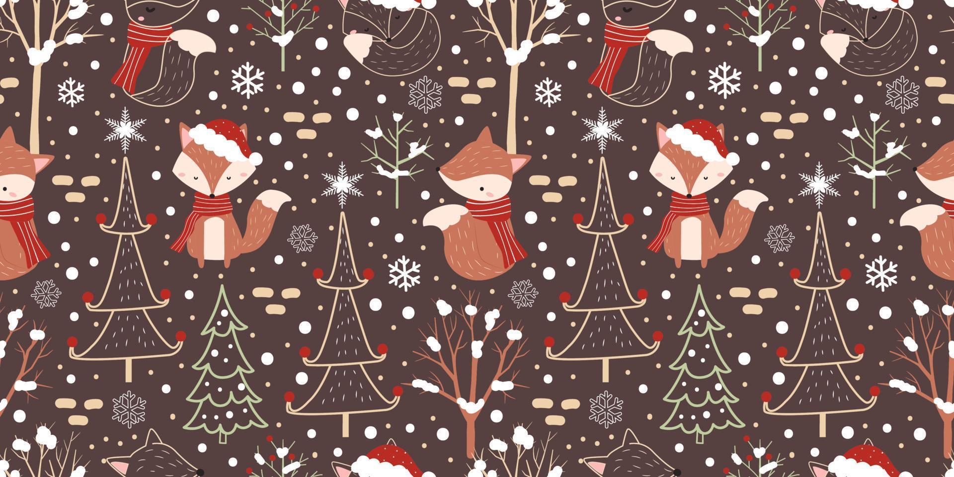 winter en Kerstmis themed naadloos patroon vector