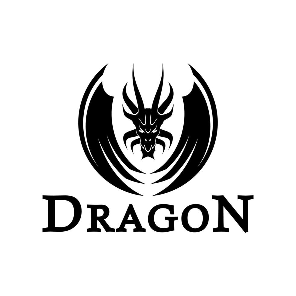 draak Vleugels cirkel logo ontwerp vector shiluiiet sjabloon