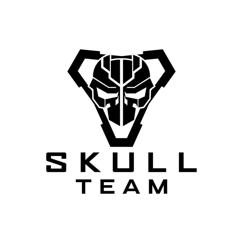 schedel team tactisch logo ontwerp vector
