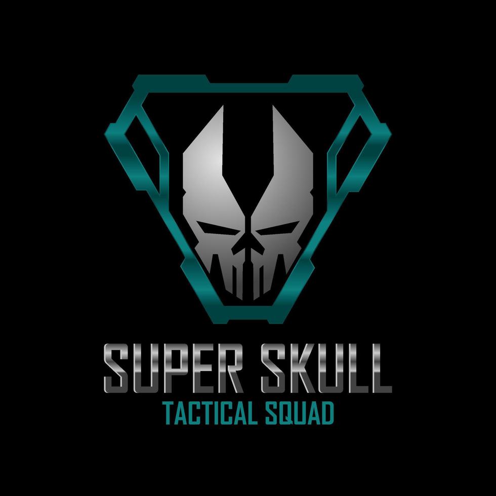 super schedel tactisch stedelijk logo ontwerp sjabloon in donker kleur vector