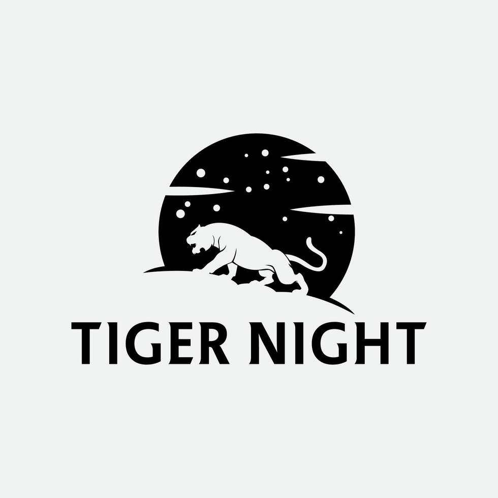 tijger nacht vector logo ontwerp illustratie sjabloon