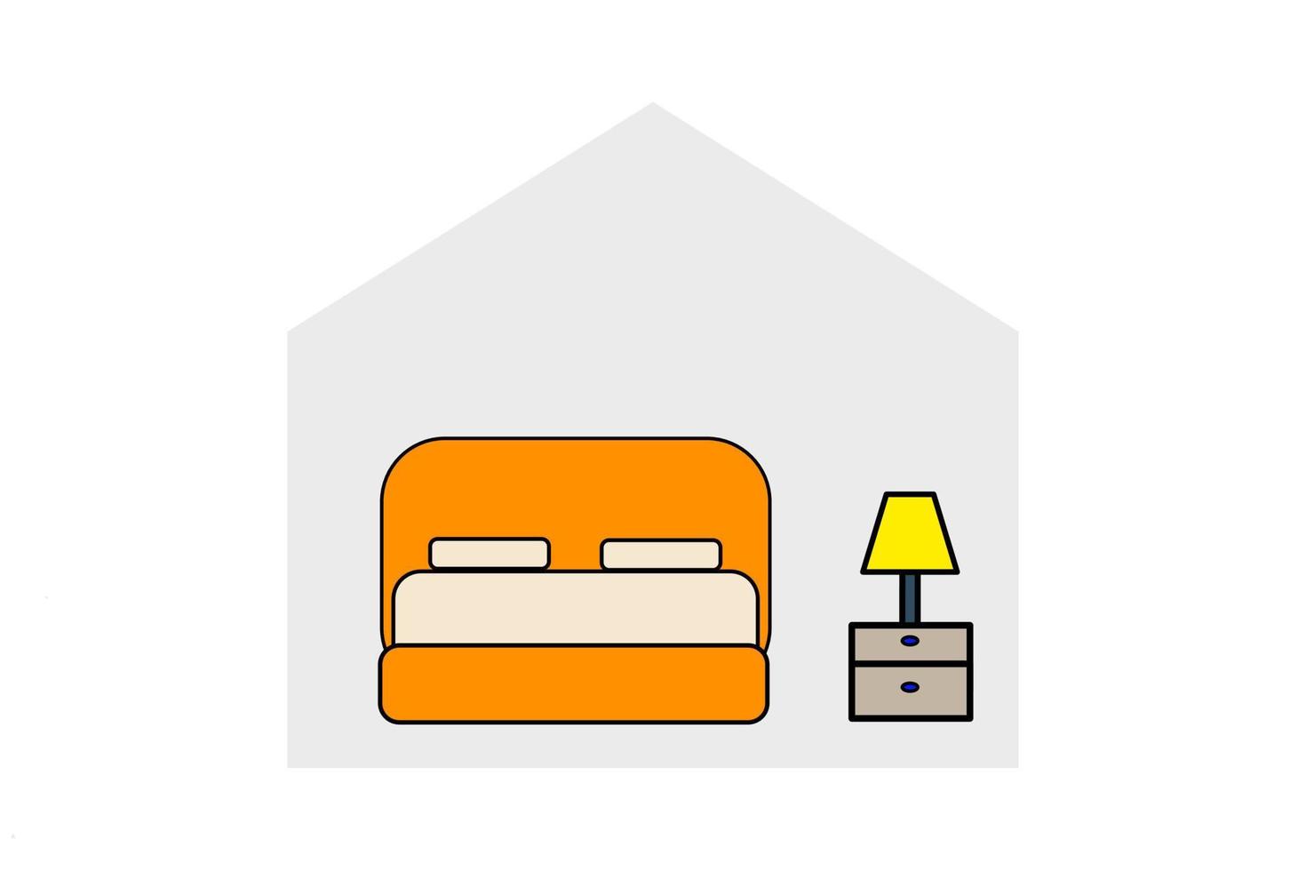 slaapkamer bed licht tafel icoon vector