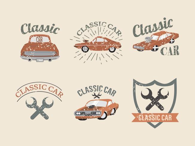 Vintage Label Classic Car Dodge Charger Vector Pack