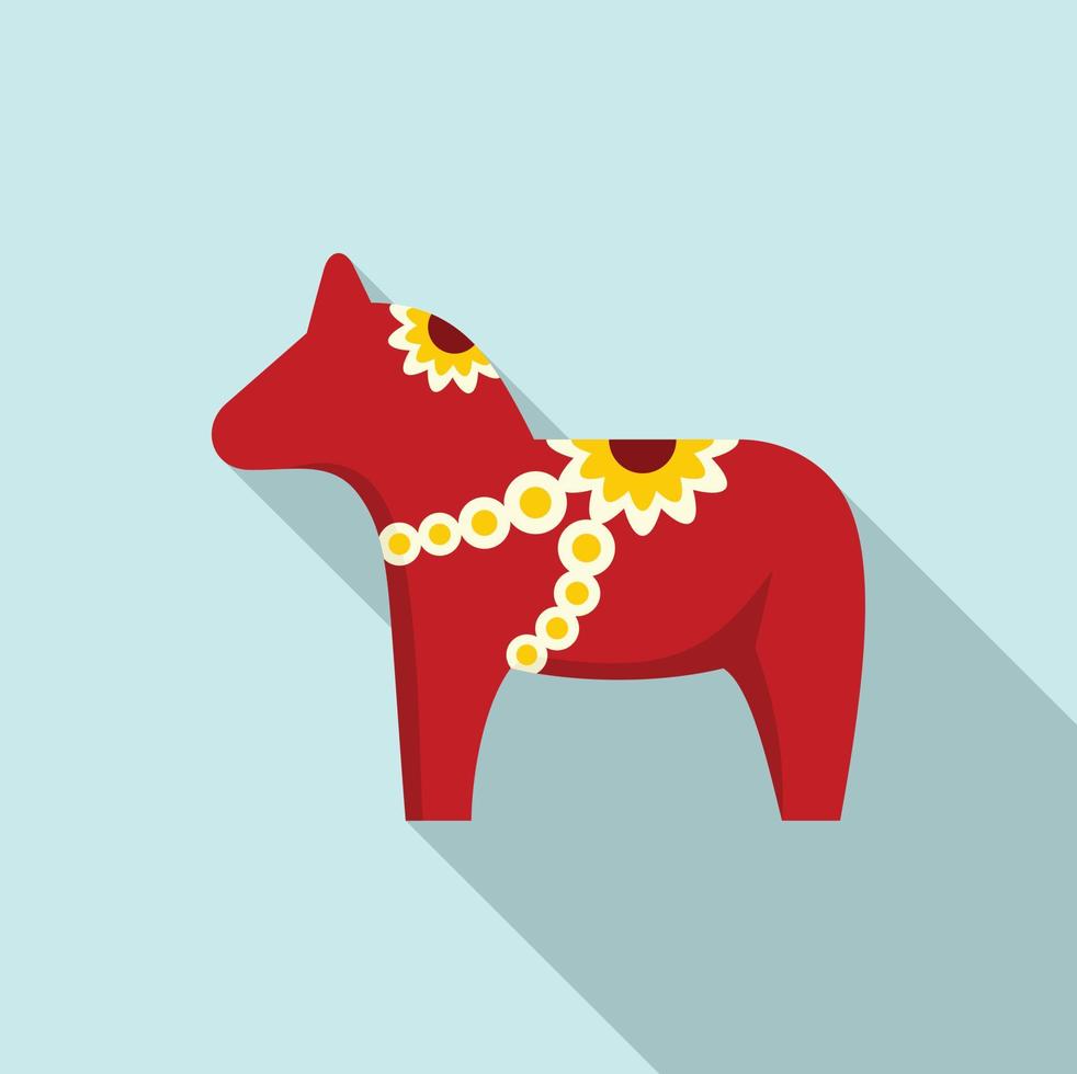 Zweeds rood paard icoon, vlak stijl vector