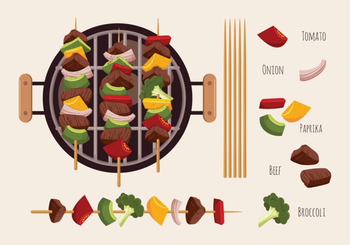Brochette kebab Icons Vector