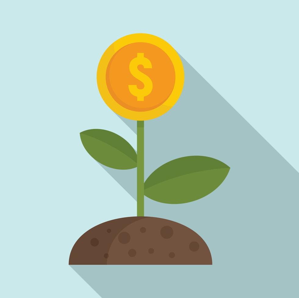 crowdfunding geld bloem icoon, vlak stijl vector