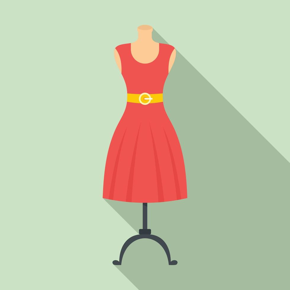vrouw jurk Aan mannequin icoon, vlak stijl vector