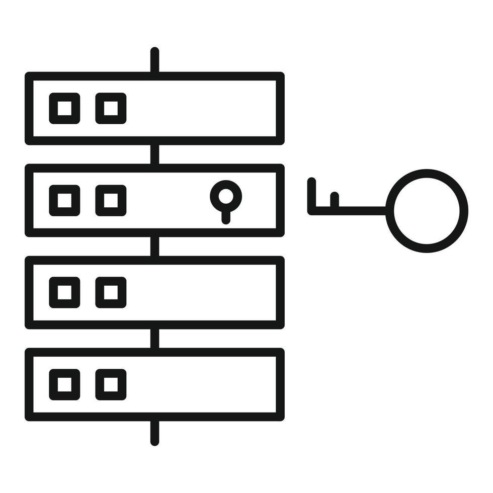 server digitaal sleutel icoon, schets stijl vector